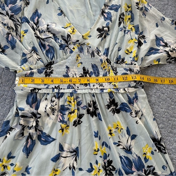 Diane Von Furstenberg Nala Dress Blue & Yellow Floral Babydoll Short Sleeve Sz M - Picture 13 of 13